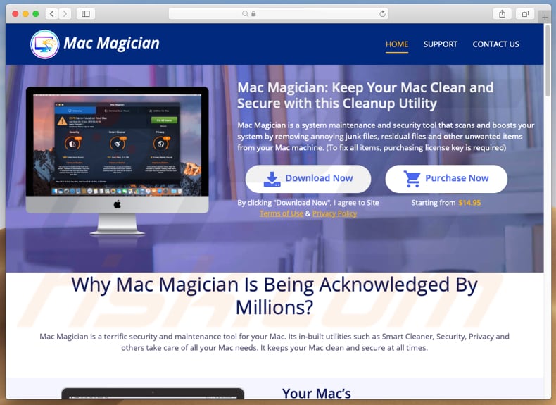 site que promove a app mac magician