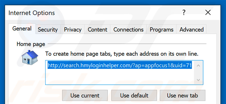 Removendo a página inicial search.hmyloginhelper.com do Internet Explorer