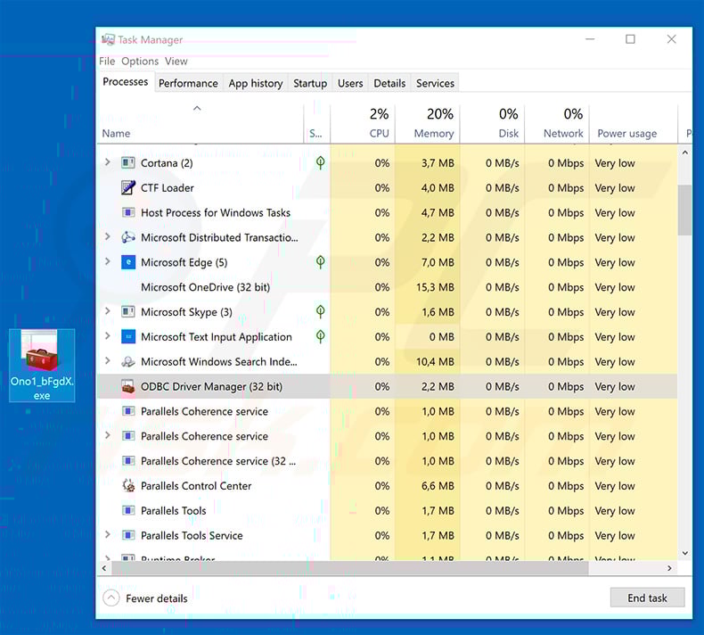 Processo do trojan TrickBot
