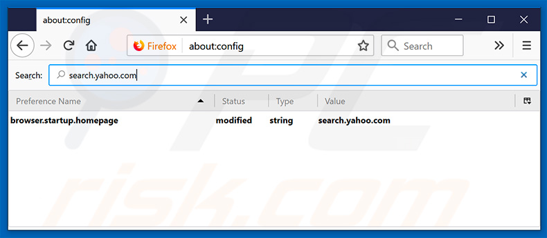 Removendo search.yahoo.com da página inicial e motor de pesquisa padrão do Mozilla Firefox.