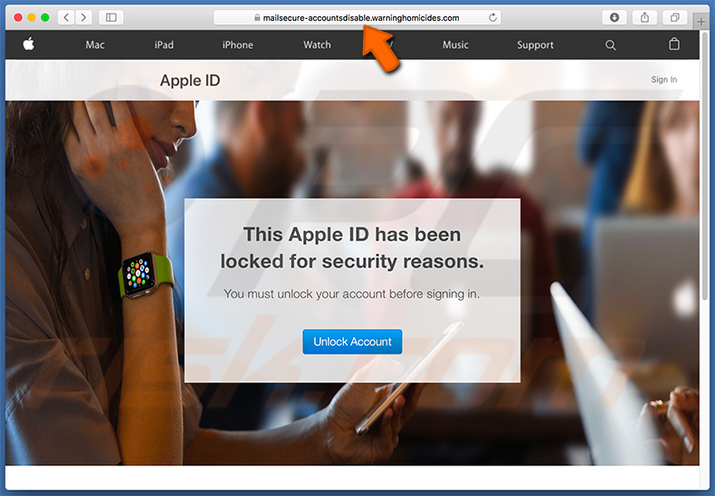 Janela pop-up da fraude Apple ID