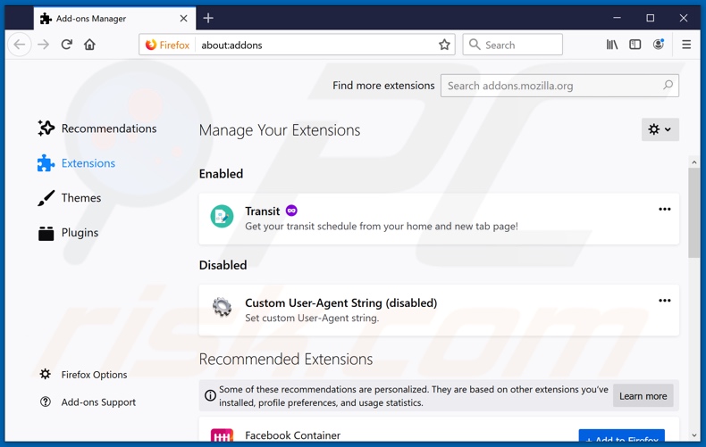 Removendo as extensões Mozilla Firefox relacionadas ao encryptedsearch.org