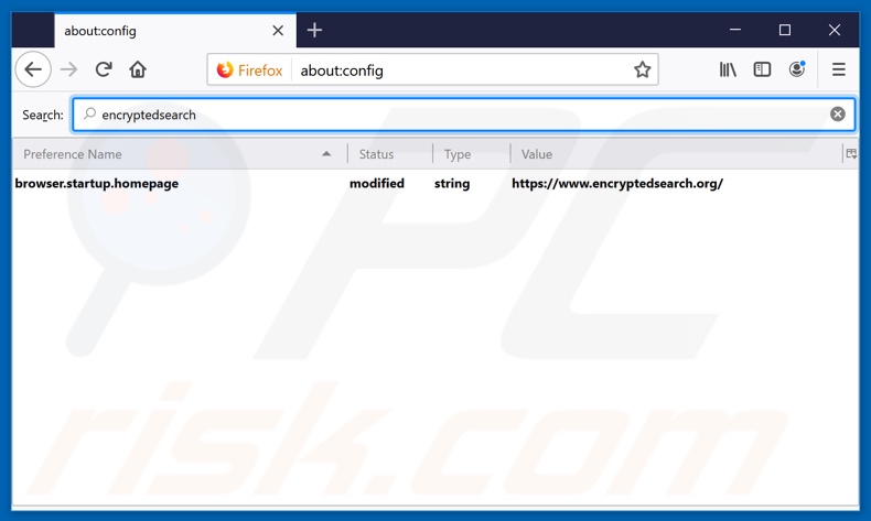 Removendo encryptedsearch.org do mecanismo de pesquisa padrão do Mozilla Firefox