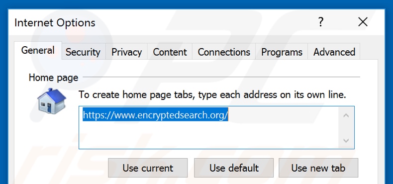 Removendo encryptedsearch.org da página inicial do Internet Explorer