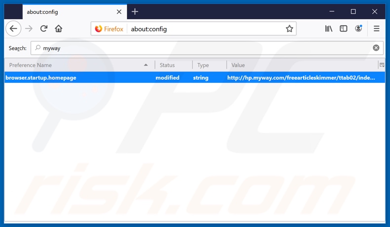 Removendo hp.myway.com da página inicial e motor de pesquisa padrão do Mozilla Firefox