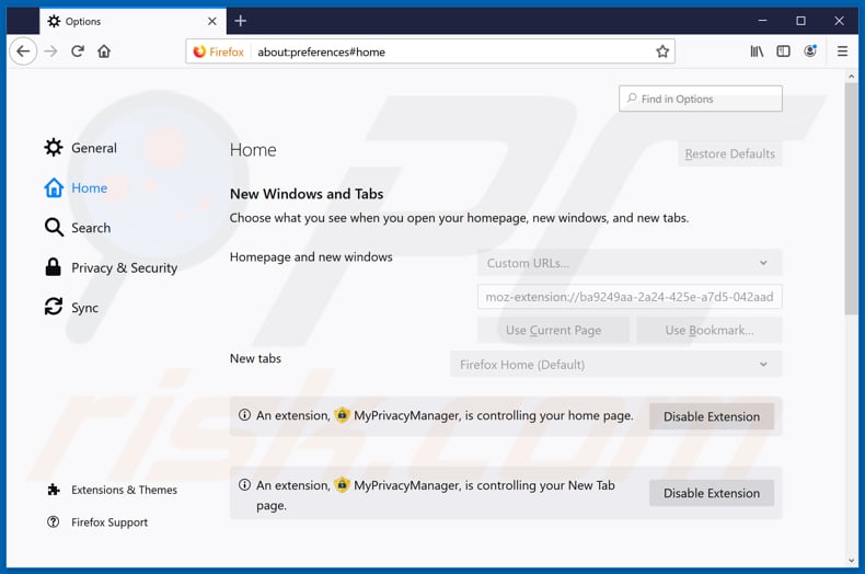 Removendo hp.myway.com da página inicial do Mozilla Firefox