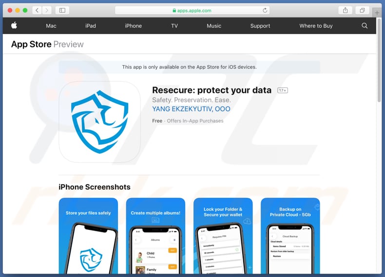 Site de descarregamento da app ReSecure