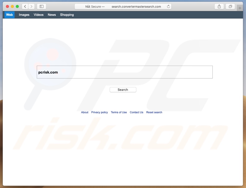 sequestrador de navegador search.convertermastersearch.com num computador Mac