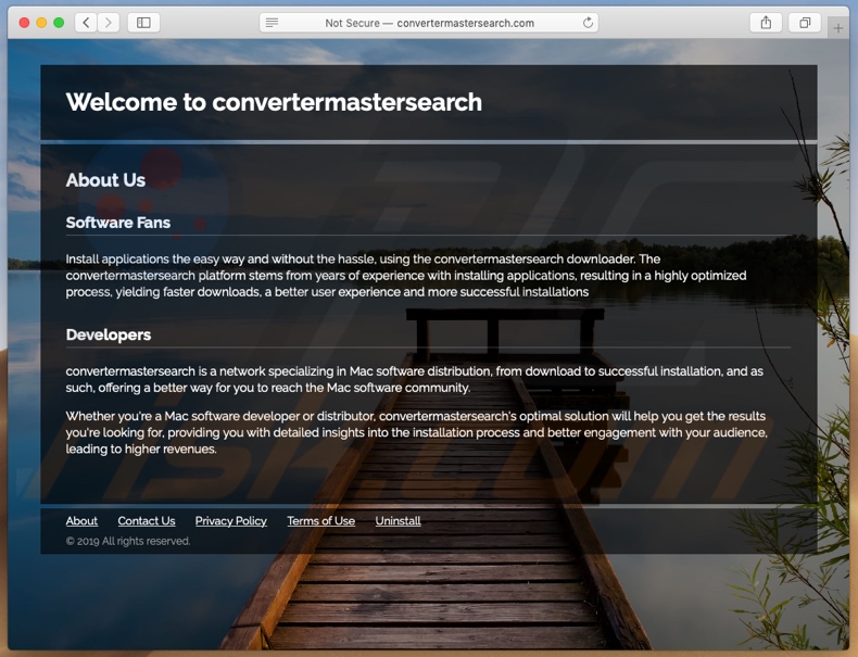 Website fraudulento usado para promover search.convertermastersearch.com