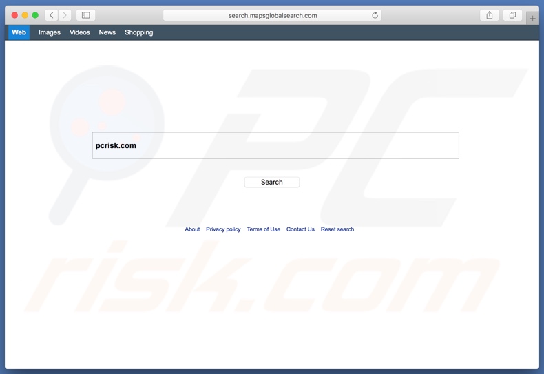 sequestrador de navegador search.mapsglobalsearch.com num computador Mac