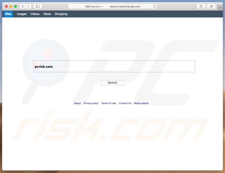 sequestrador de navegador search.searcherzip.com num computador Mac