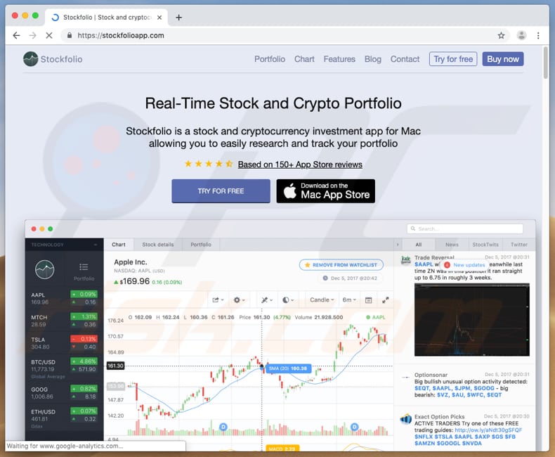 Site oficial da aplicação Stockfolio