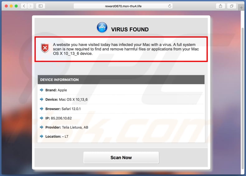 Mon-Thu sugere verificar se há vírus no MacOS