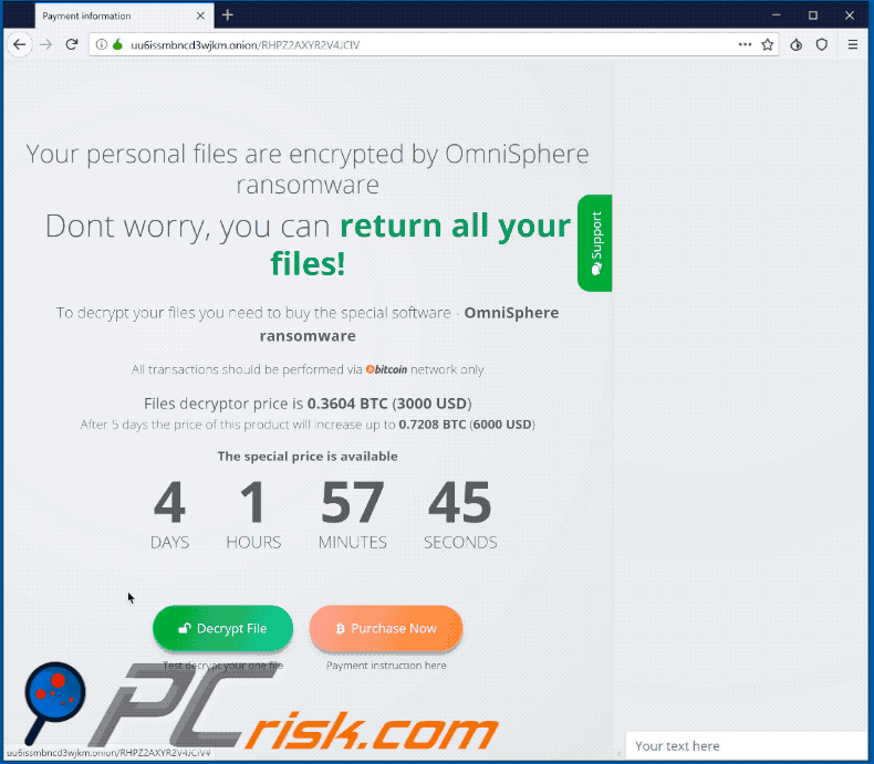 Site do ransomware OmniSphere atualizado (GIF)