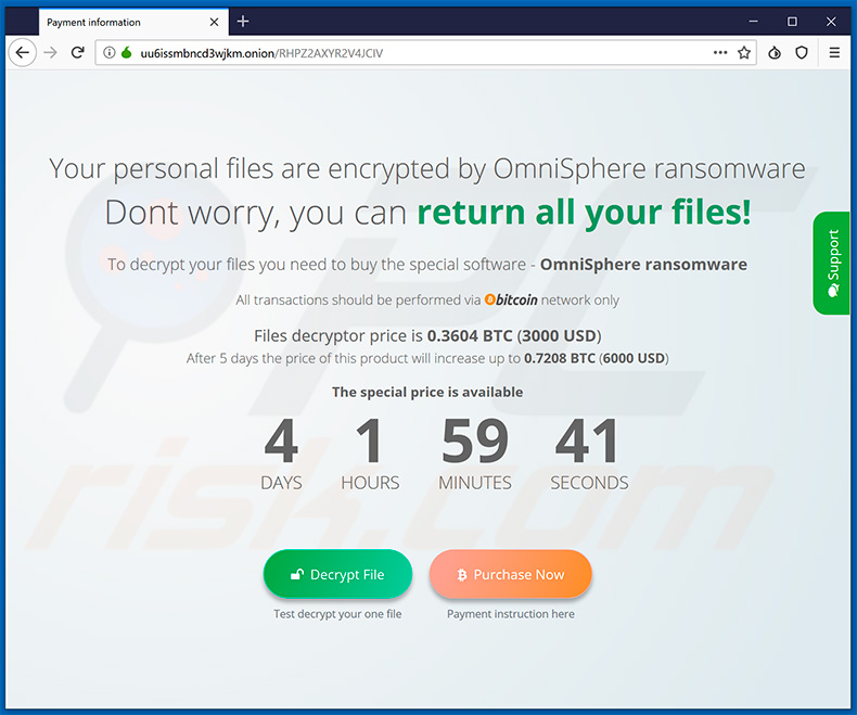 Site do ransomware OmniSphere atualizado