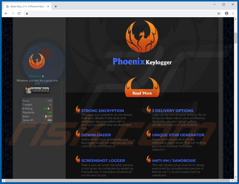 site de descarregamento de Phoenix Keylogger