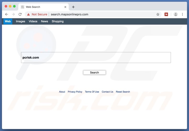 sequestrador de navegador search.mapsonlinepro.com num computador Mac