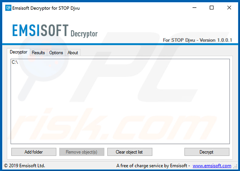 desencriptador do ransomware Djvu por Michael Gillespie e Emsisoft