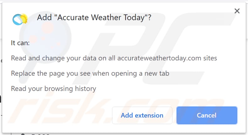  Accurate Weather Today solicita permissões no Chrome