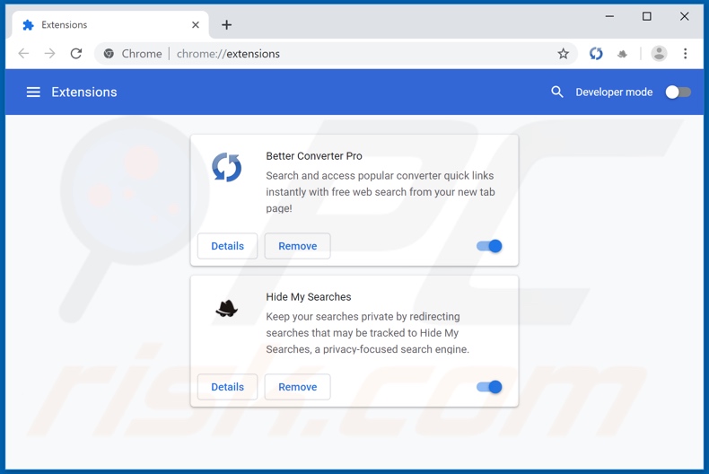 Removendo as extensões relacionadas ao search.betterconverterprotab.com do Google Chrome