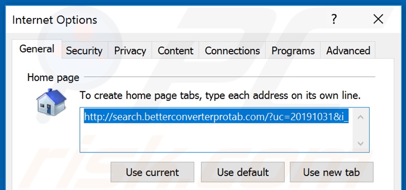 Removendo a página inicial search.betterconverterprotab.com do Internet Explorer