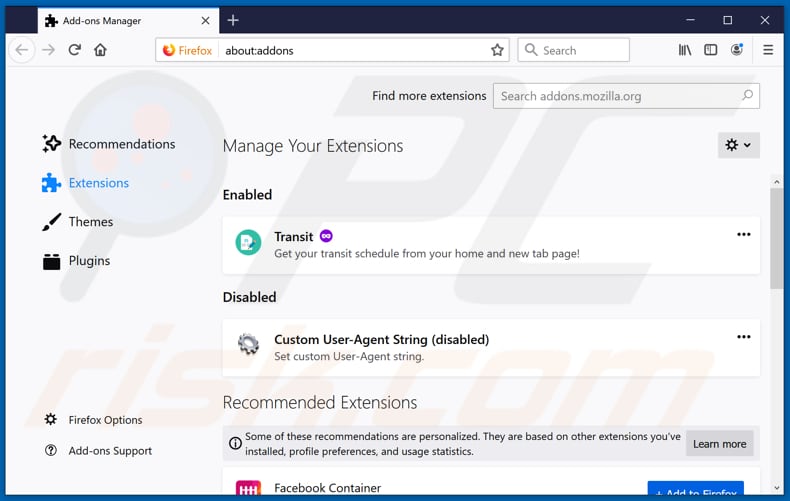 Removendo extensões maliciosas do Mozilla Firefox passo 2