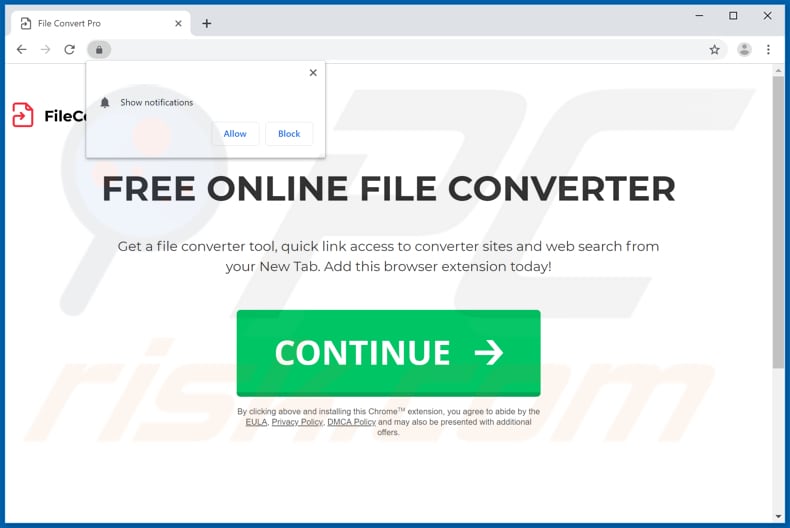Site usado para promover o sequestrador de navegador FileConvertPro