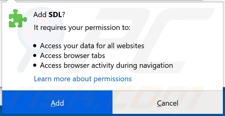 SDL solicita uma permissão para aceder dados no Firefox