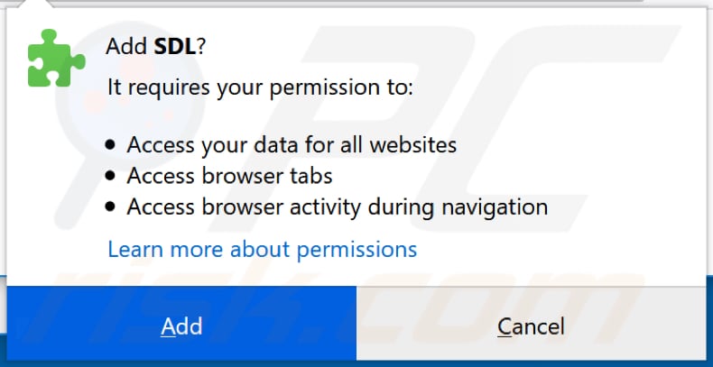 SDL solicita uma permissão para aceder dados no Firefox
