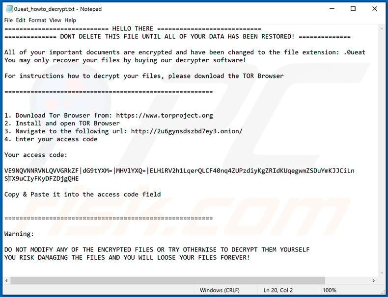 Nota de resgate atualizada do ransomware IS (Ordinypt)