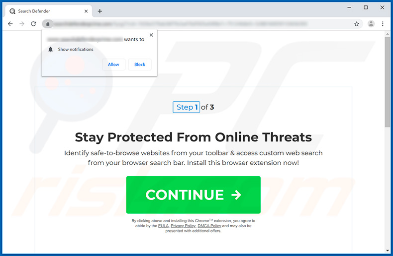 Website usado para promover o sequestrador de navegador Search Defender Prime