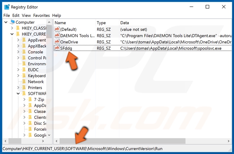 Spoolsvc.exe adicionado à chave RUN no registo