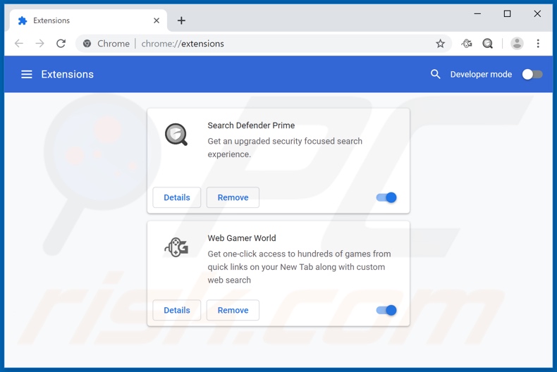 Removendo as extensões relacionadas a webgamerworld.com do Google Chrome