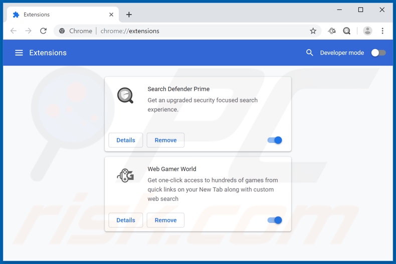 Removendo as extensões relacionadas a webgamerworld.com do Google Chrome
