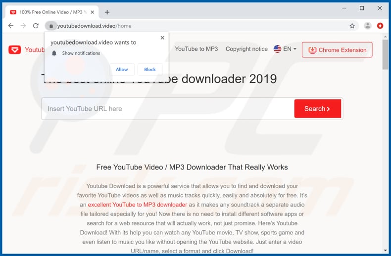 redirecionamentos pop-up de youtubedownload[.]video