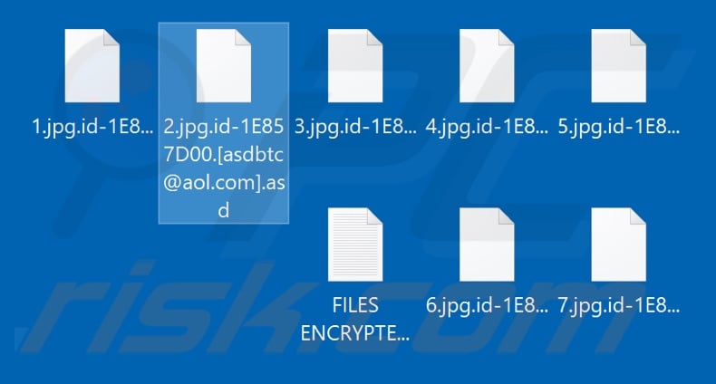 Ficheiros encriptados pelo ransomware Asd (extensão .asd)