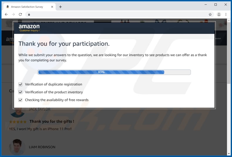 quarta página da fraude congratulations dear amazon customer