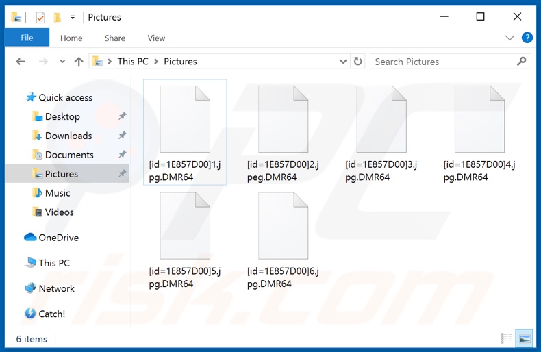 Ficheiros encriptados pelo ransomware DMR64 (extensão .DMR64)