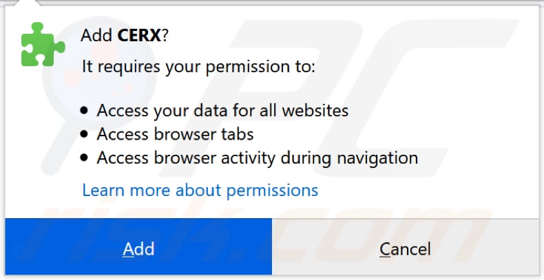 CERX requer permissão para aceder a vários dados