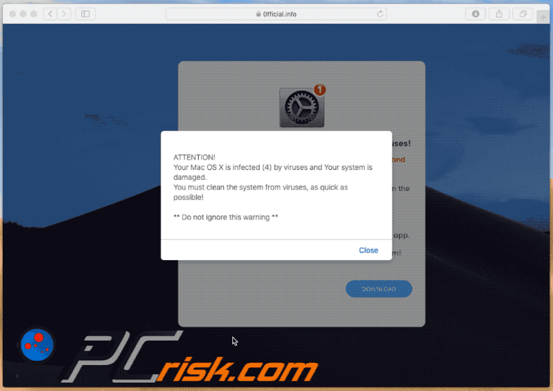 pop-up da fraude Mac OS X Is Infected (4) By Viruses (GIF)