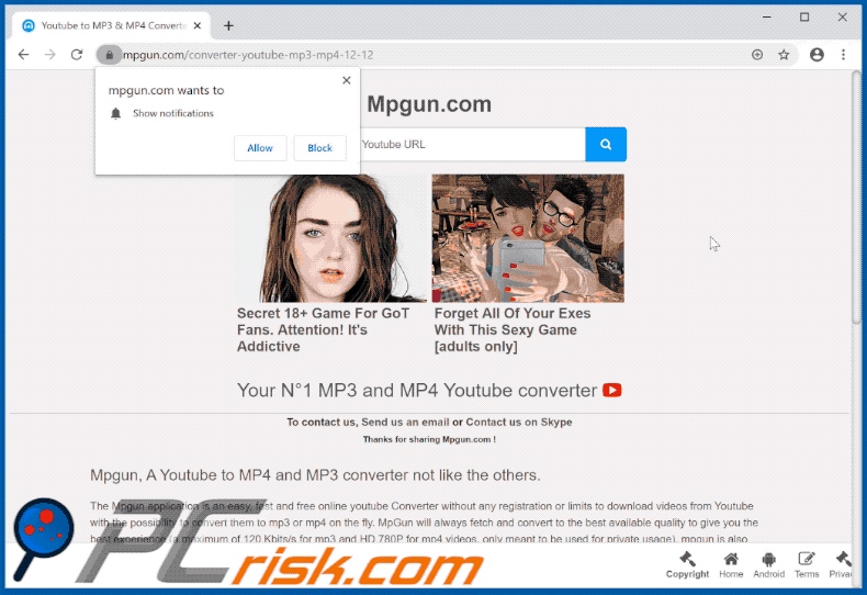 mpgun.com abre uma página criada para promover o MergeDocsNow