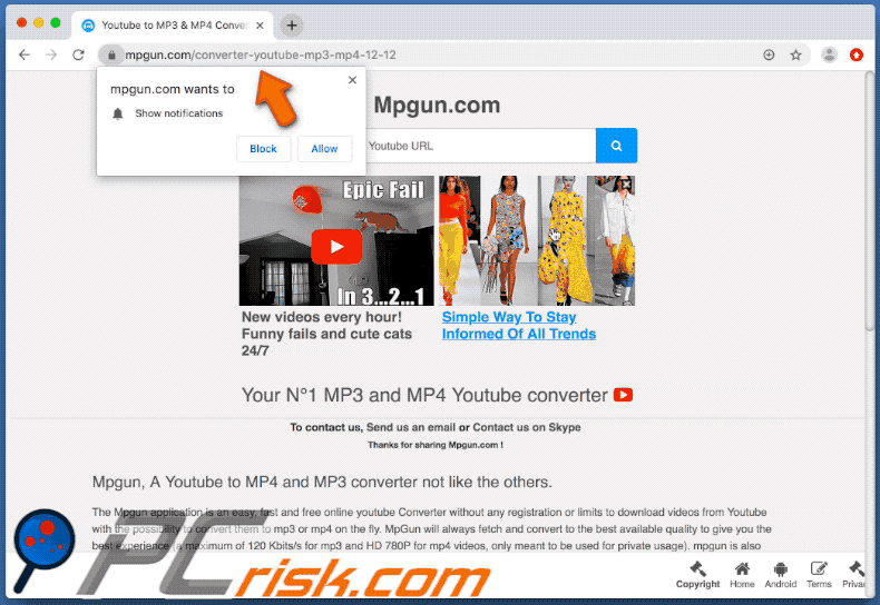 aparência do site mpgun[.]com (GIF)