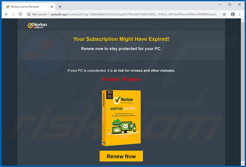segunda variante Norton subscription has expired today
