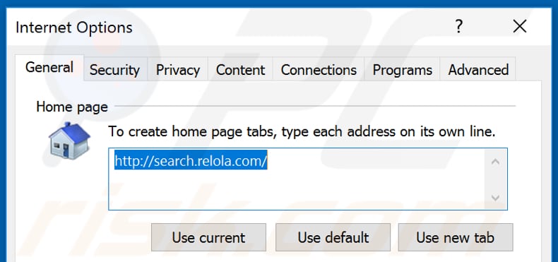 Removendo search.relola.com da página inicial do Internet Explorer