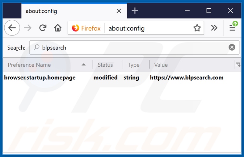 Removendo o blpsearch.com do mecanismo de pesquisa padrão do Mozilla Firefox