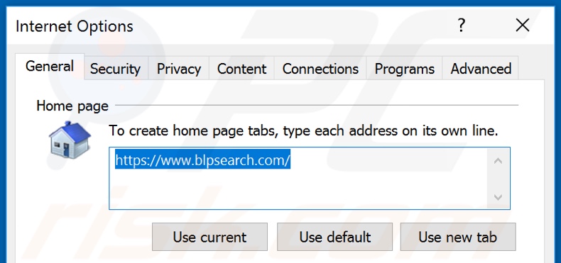 Removendo o blpsearch.com da página inicial do Internet Explorer
