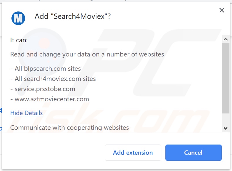 search4moviex a pedir permissões