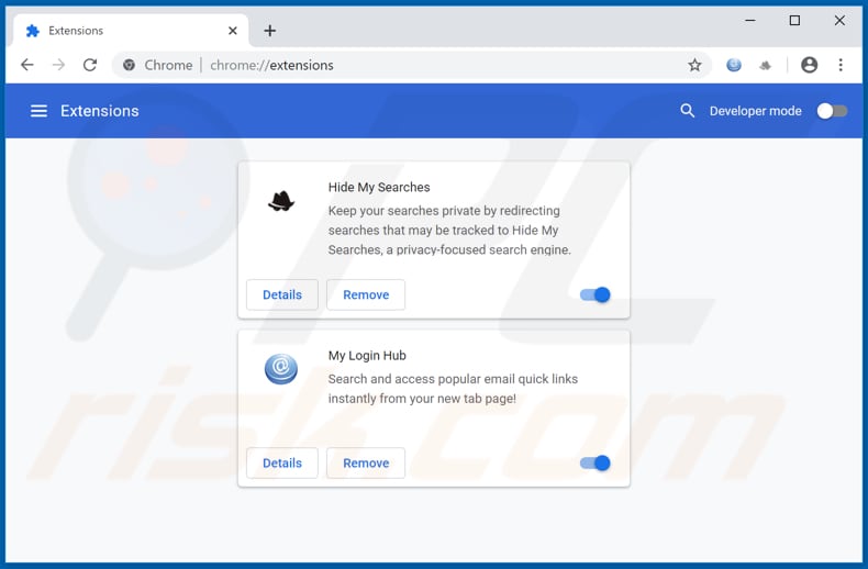 Removendo as extensões relacionadas ao hp.hmyloginhub.co do Google Chrome
