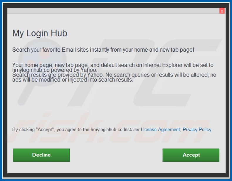 Configuração oficial da instalação do sequestrador de navegador do My Login Hub