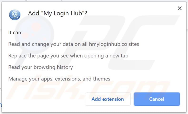 sequestrador de navegador my login hub pede várias permissões